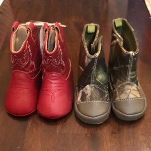 NWT Baby Boy Camo Boots and Red Cowboy Boots Size 3